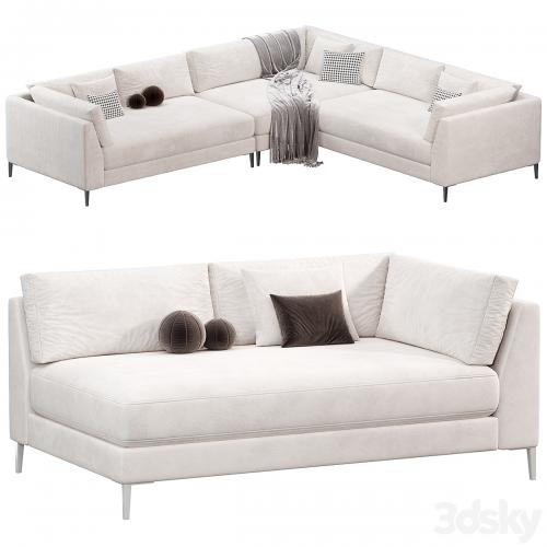 DECKER 2 PIECE L SHAPED WHITE PERFORMANCE SOFA CHAISE BY cb2