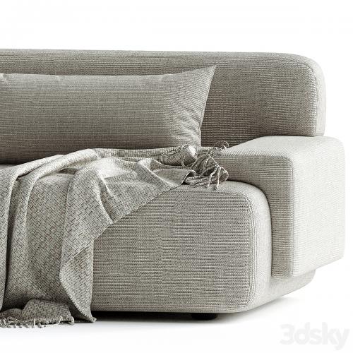 Popus Editions Lena 3 Seater Sofa in Egg Shell Off-White Como Velvet Fabric