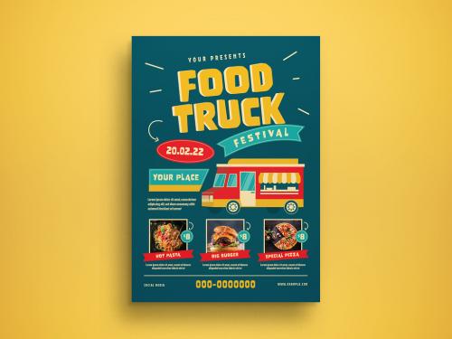 Food Truck Flyer Layout - 429264518