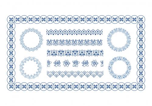 Asian Border Pattern from Traditional Chinese Ceramics with Flowers - 429282322