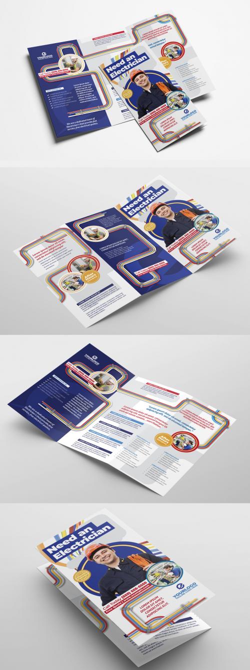 Electrician Trifold Brochure Leaflet for Handyman Electrical Services - 429282350