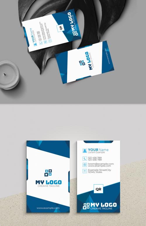 Blue & Cyan Business Card Layout - 429486325