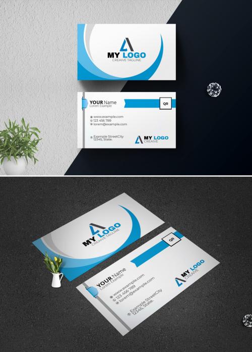 Cyan Business Card Layout - 429486377