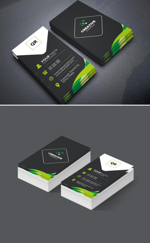 Green Business Card Layout - 429486394