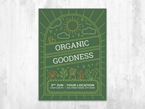 Vegan Flyer Card with Organic Garden and Sunshine - 429642670