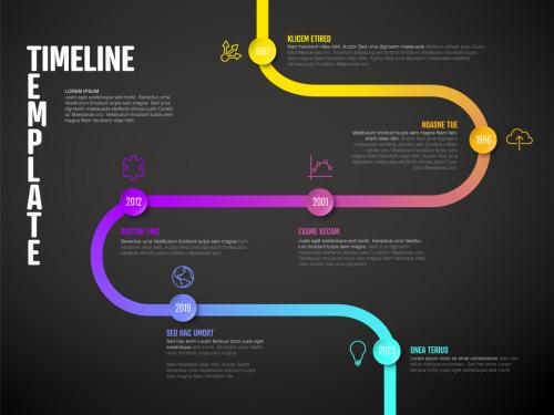 Dark Infographic Curved Timeline Template - 429648071