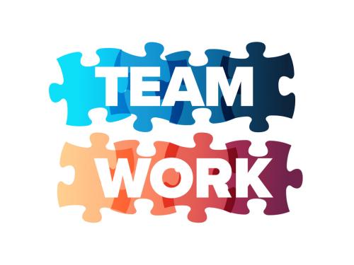 Teamwork Lettering Template Made from Puzzle Pieces - 429648487