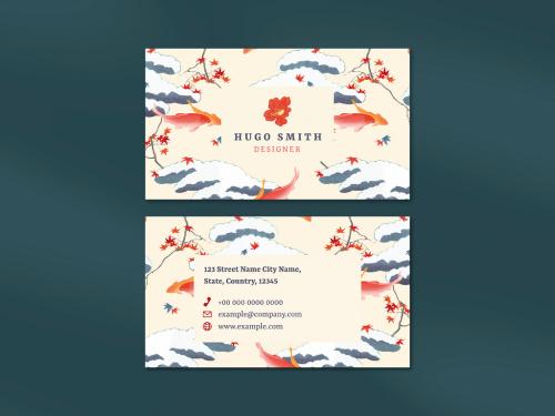 Business Card Layout with Japanese Style - 430212141