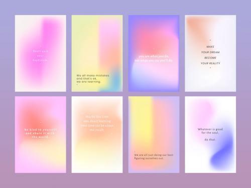 Social Media Post Layout Set with Gradient Background - 430212277