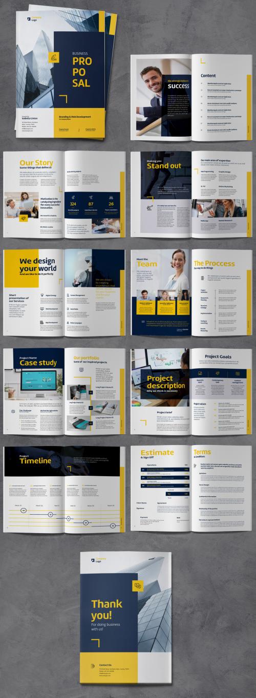 Business Proposal with Blue and Yellow Accents - 430216681