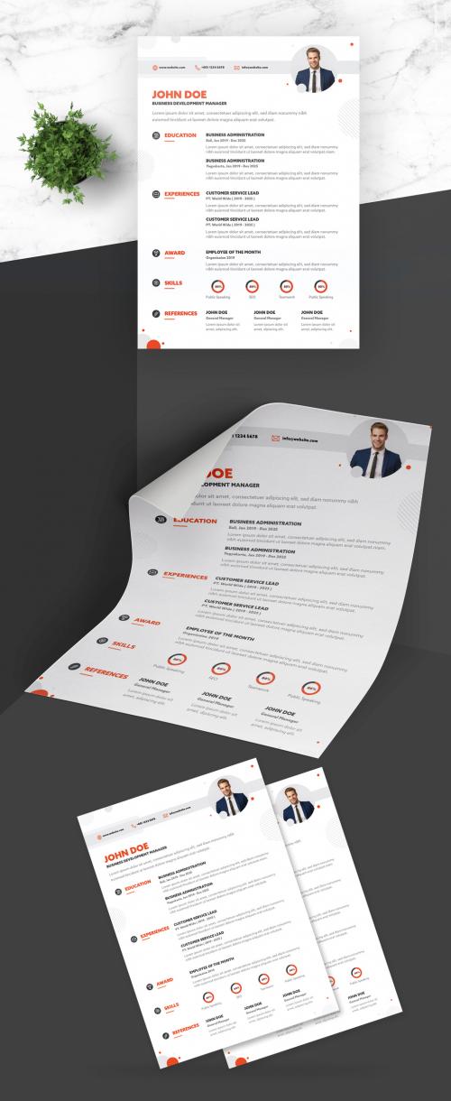 Clean Formal Resume with Red Accents - 430460006