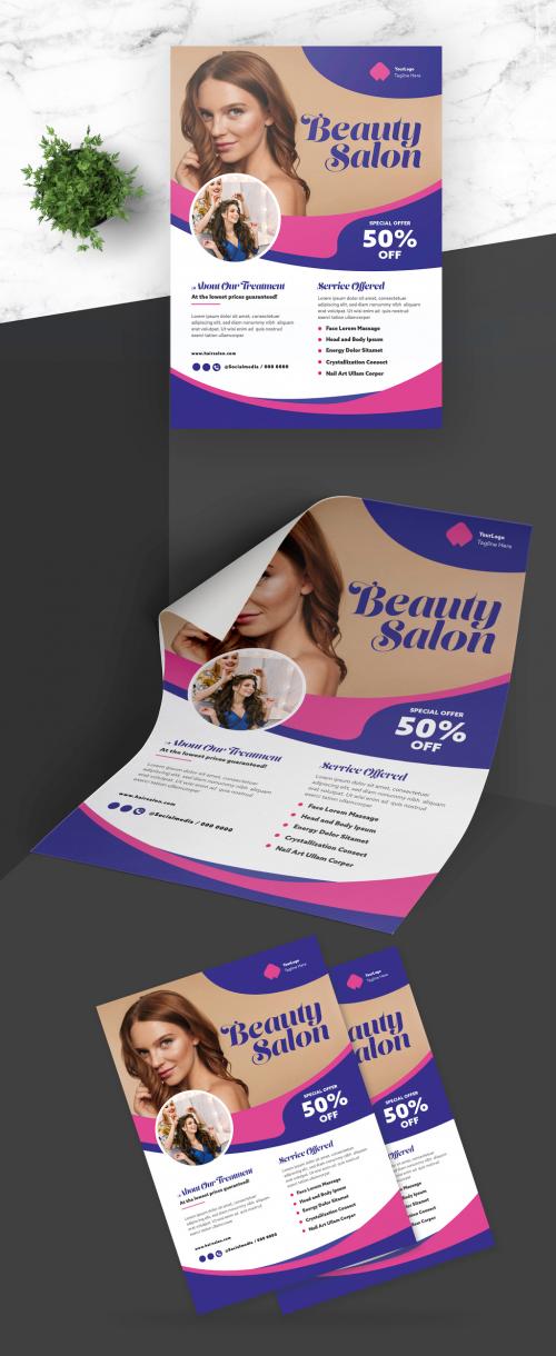 Salon Flyer with Pink and Blue Accents - 430466008