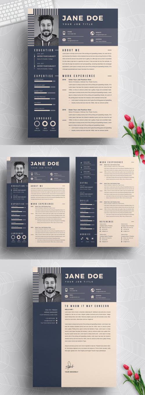 Professional Resume Layout with Photo - 430857544