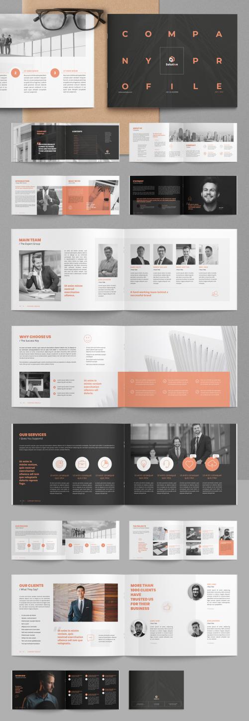 Company Profile Landscape Layout with Peach Accents - 431050197