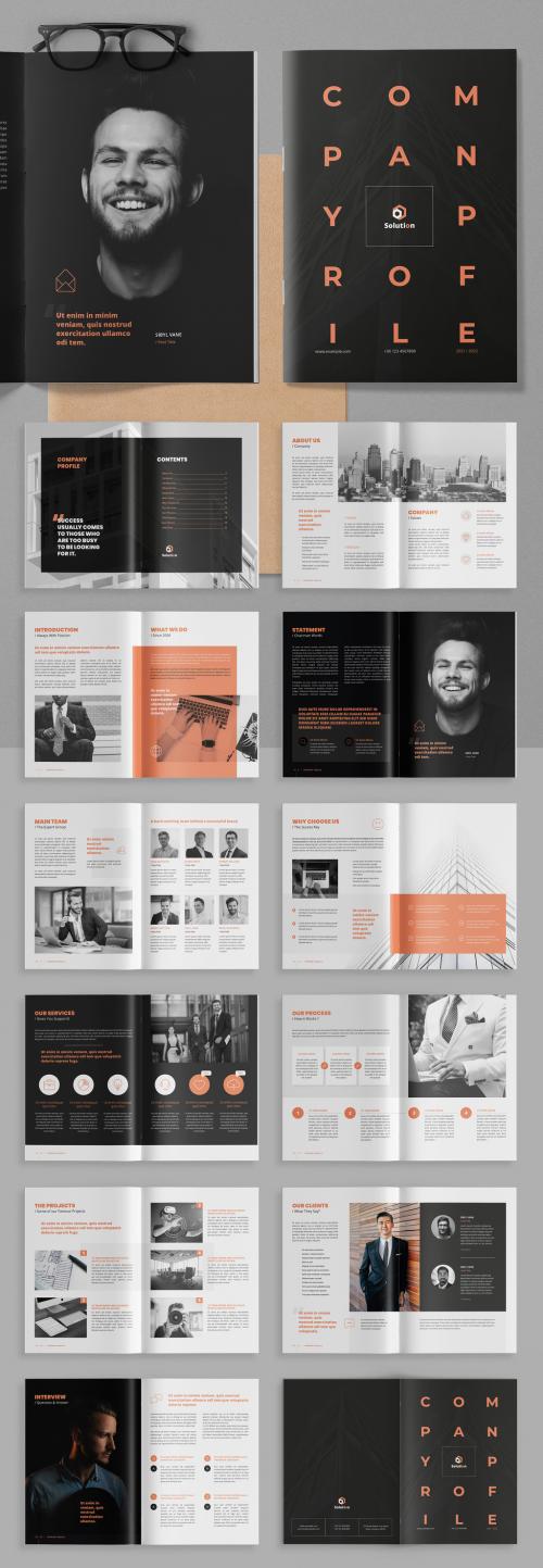 Company Profile Layout with Peach Accents - 431050234