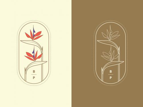 Bird of Paradise Flower Logo Badge Template - 431772796