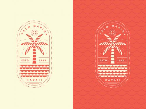 Tropical Palm Tree Retro Logo Template - 431772815