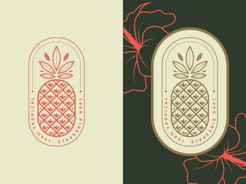 Tropical Pineapple Logo Badge Template - 431772819