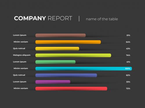 Horizontal Chart Table Layout with Dark Background - 431982160