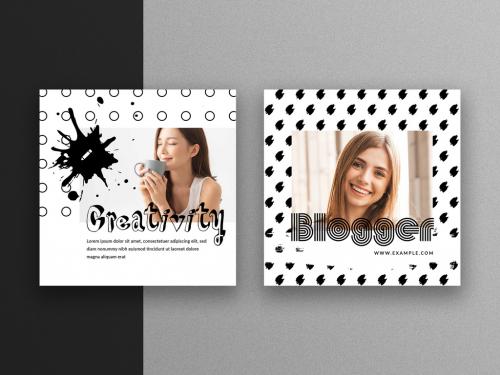 Social Layouts with Creative Backgrounds and Place for Photo - 431982256