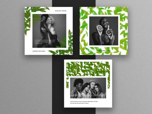 Social Layouts with Green Leaf Elements - 431982361