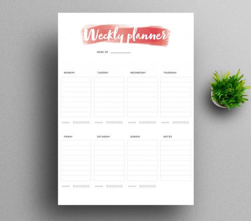 Weekly Planner Layouts with Check Boxes - 431982423