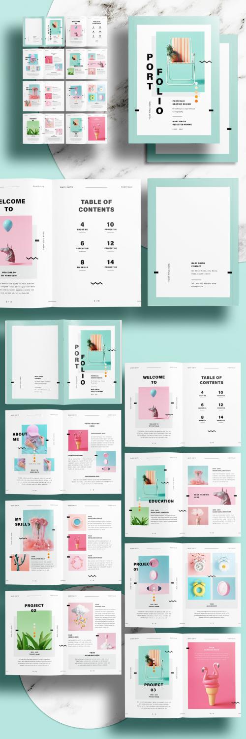 Portfolio Layout with Mint Accents - 432024066
