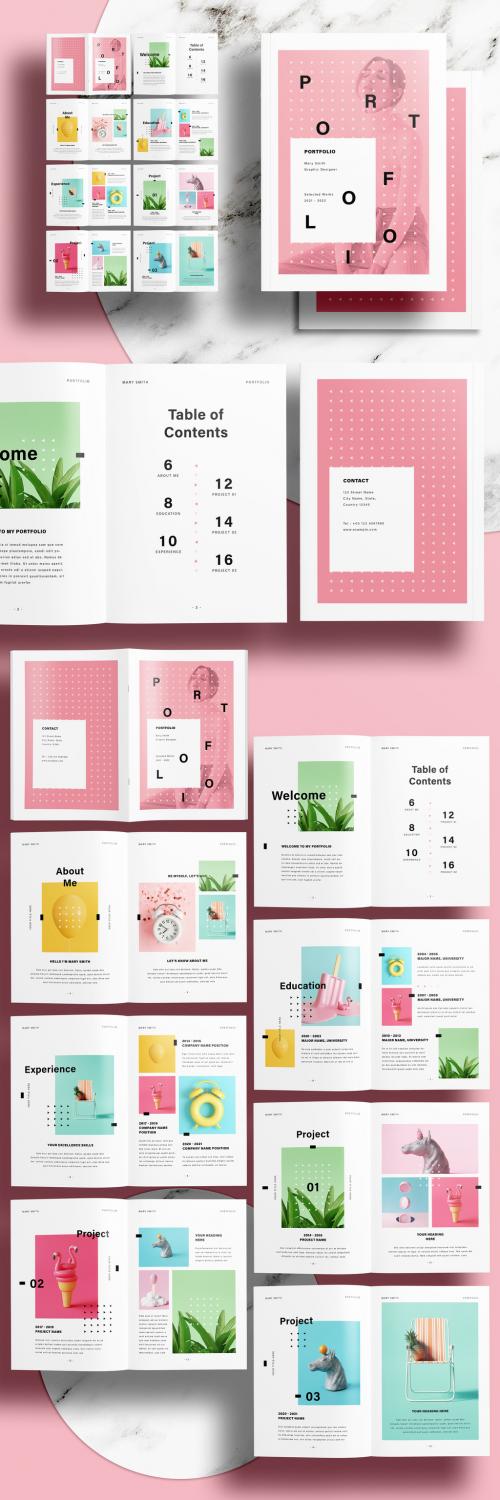 Portfolio Layout with Pink Accents - 432024082