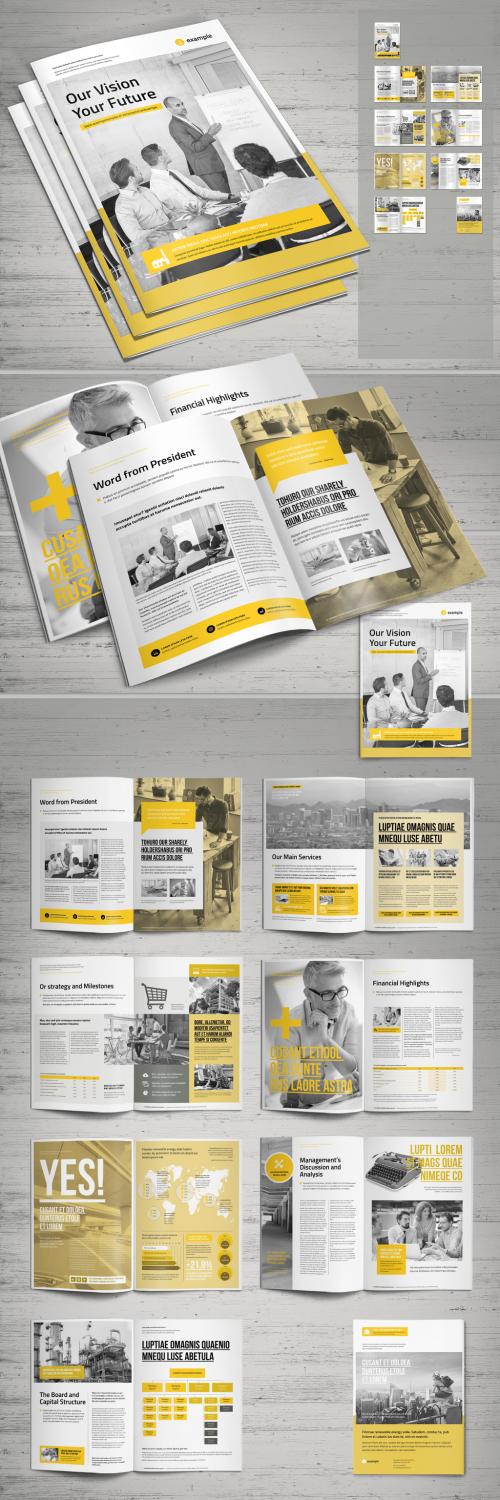 Corporate Brochure Template in Light Gray with Yellow Accents - 432907002