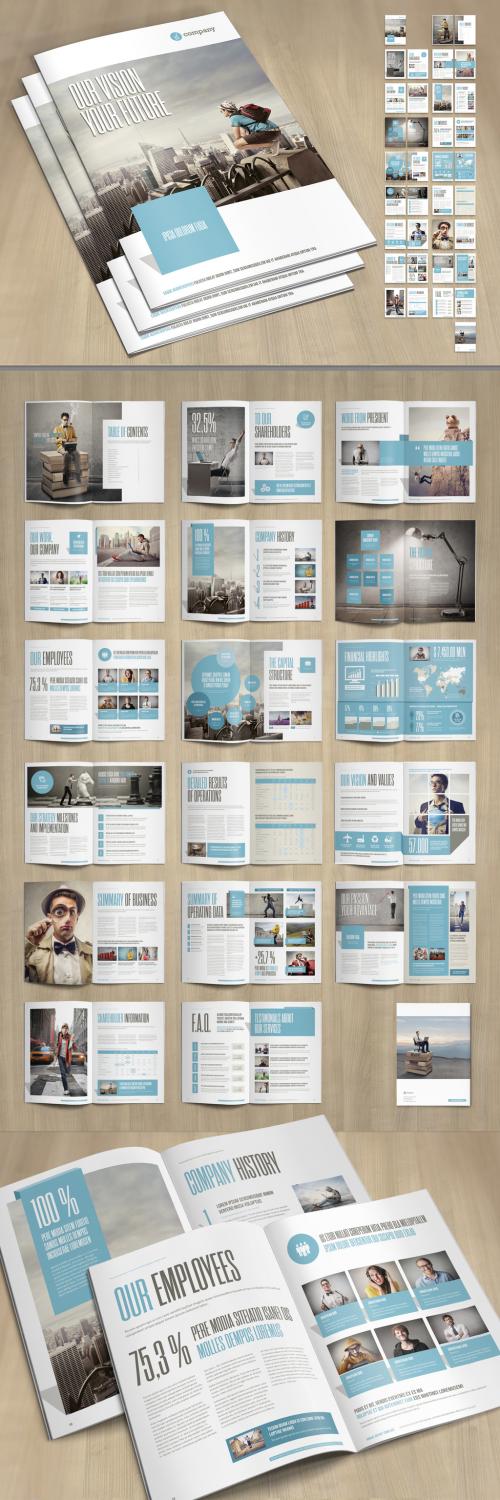 Annual Report Template with Pale Blue and Light Gray Elements - 432907027