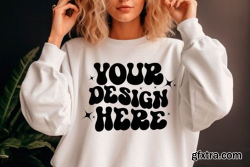 Gildan Sweatshirt Woman 18000 Mockup Bundle