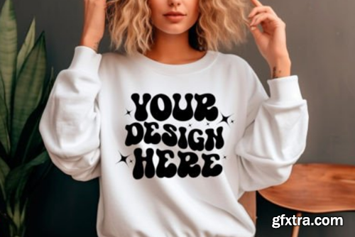 Gildan Sweatshirt Woman 18000 Mockup Bundle