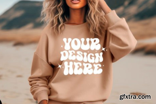 Gildan Sweatshirt Woman 18000 Mockup Bundle