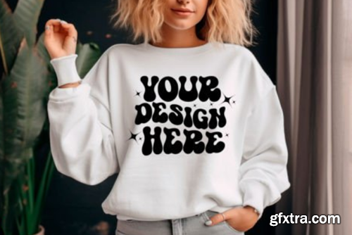 Gildan Sweatshirt Woman 18000 Mockup Bundle