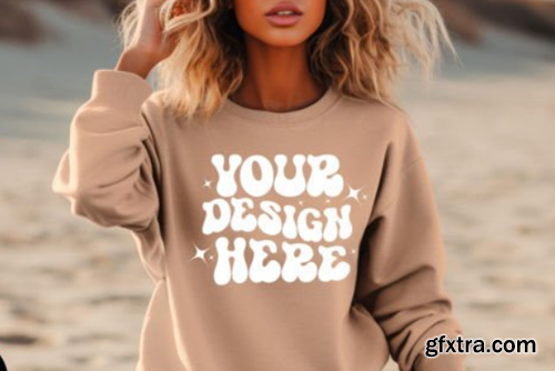 Gildan Sweatshirt Woman 18000 Mockup Bundle