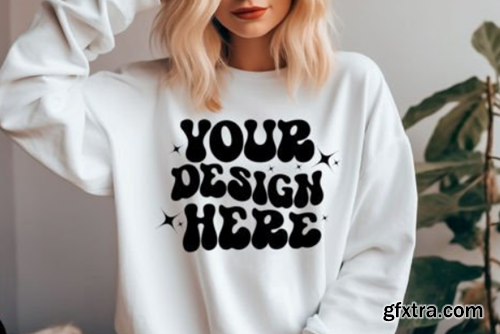 Gildan Sweatshirt Woman 18000 Mockup Bundle