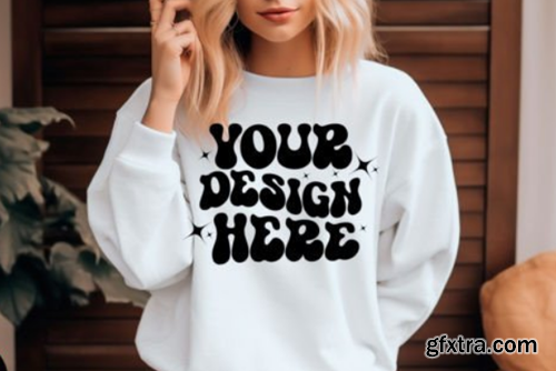 Gildan Sweatshirt Woman 18000 Mockup Bundle