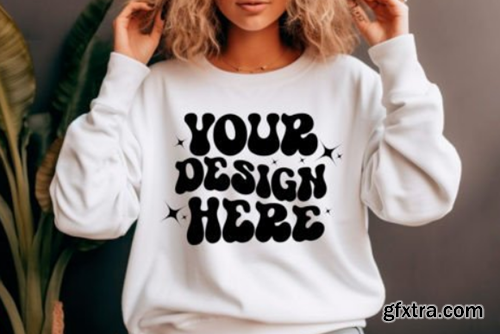 Gildan Sweatshirt Woman 18000 Mockup Bundle