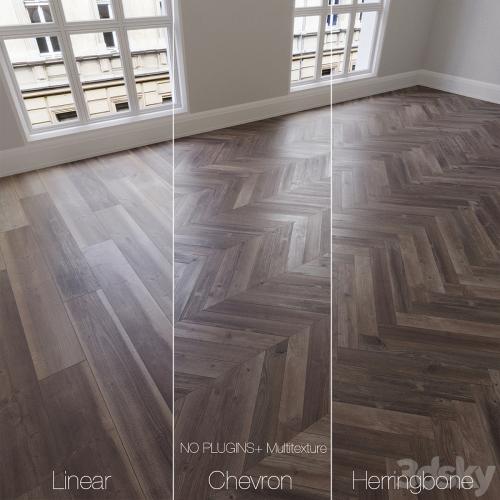 Parquet natural, ancient oak, 3 types. Linear, chevron, herringbone.