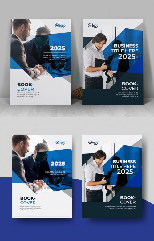 Clean Book Cover Design Layout with Blue Vector Accents - 433290579