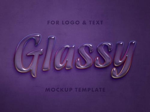 Purple 3D Glass Text Effect Mockup - 433476055