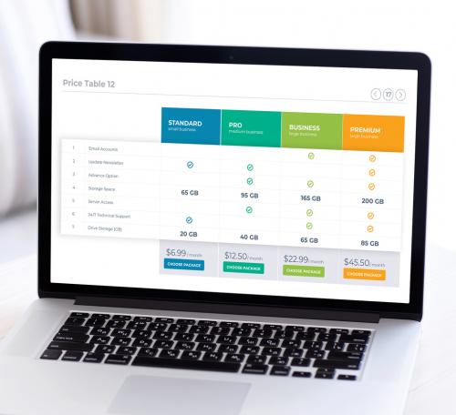 Product Features with Pricing Table Layout Options - 433487002