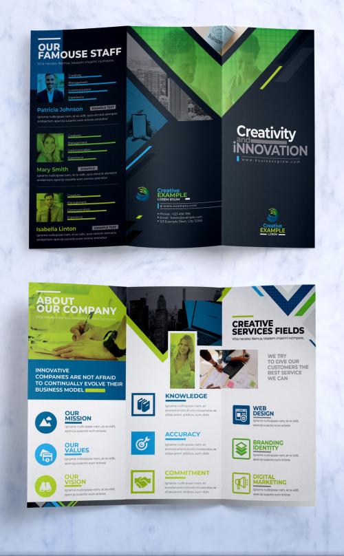 Creative Tri-Fold Brochure Design with Creative Shapes - 433487021