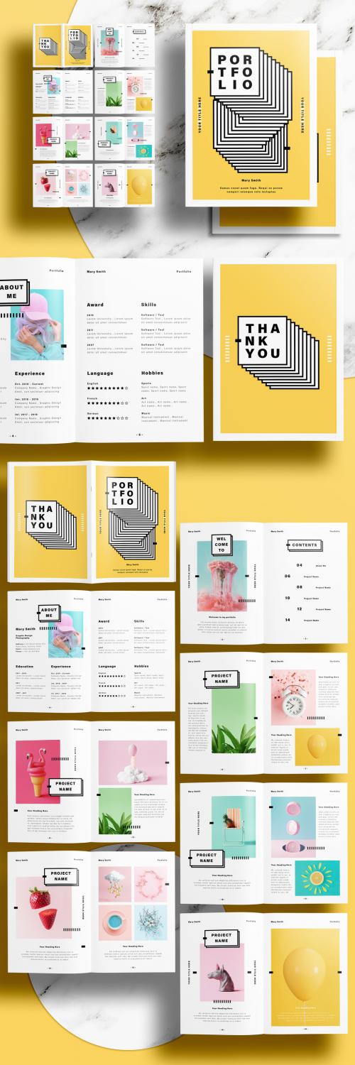 Portfolio Layout with Yellow Accents - 433488041