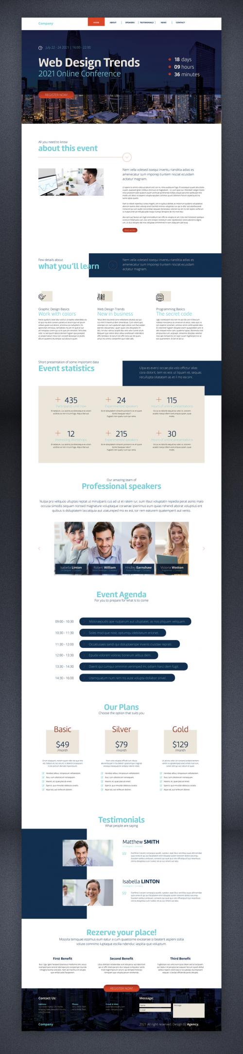 Online Event Landing Page with Blue and Red Accents - 433490672