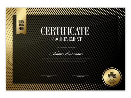 Golden Black Horizontal Certificate Layout - 434171186