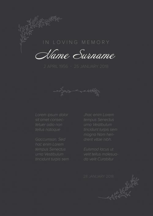  Condolence Card Layout with Floral Elements - 434171195