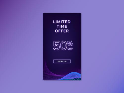 Limited Time Offered 50% Off Neon Advertisement Layout - 434371365