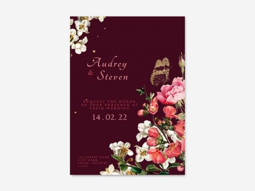 Editable Floral Wedding Invitation Card Template - 434381243