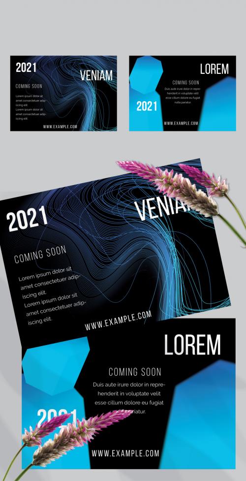 Flyer Layout with Abstract Motion Blur and Glowing Shape - 434577614